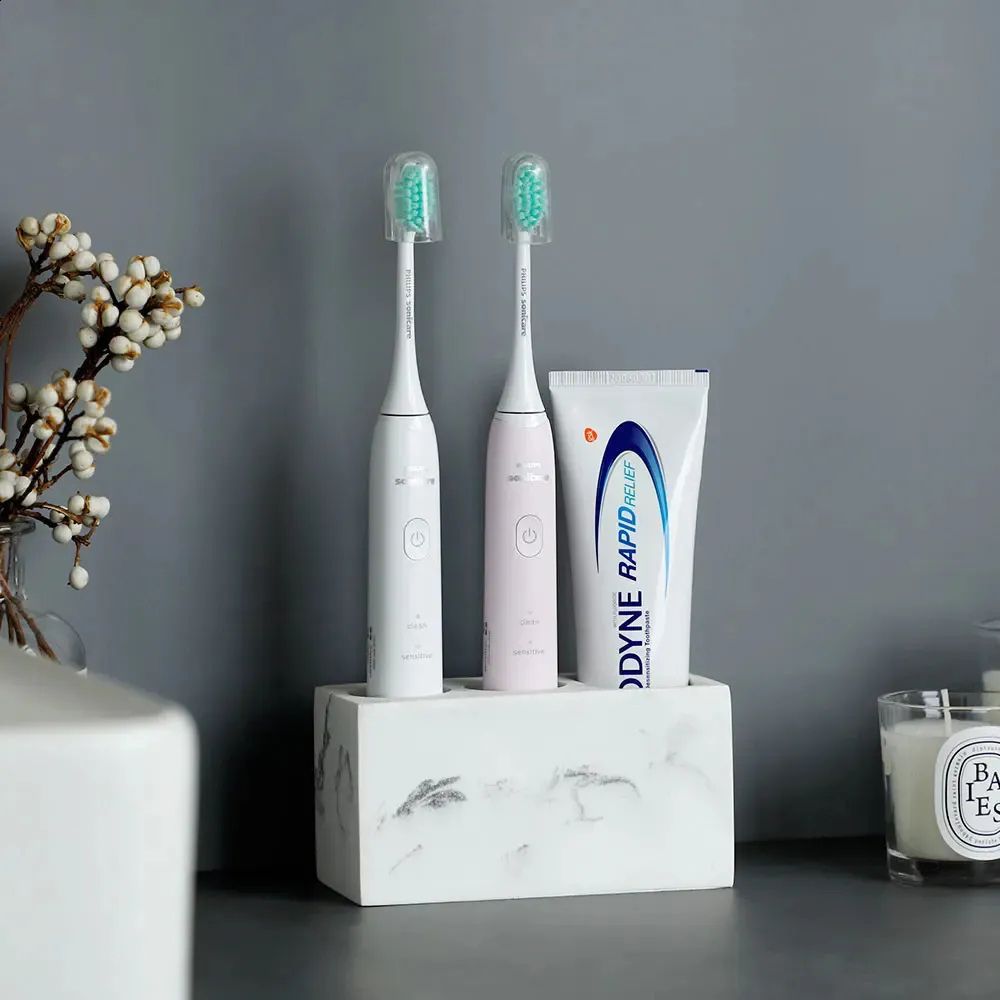 Elegant Resin Bathroom Toothbrush Holder with Soft Curves | Stylish Organizer for Tidy Spaces 4