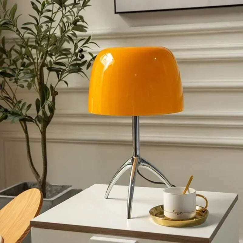 TURINO Elegant Tripod Desk Lamp with Stained Glass Shade and Chrome Base - Styyler