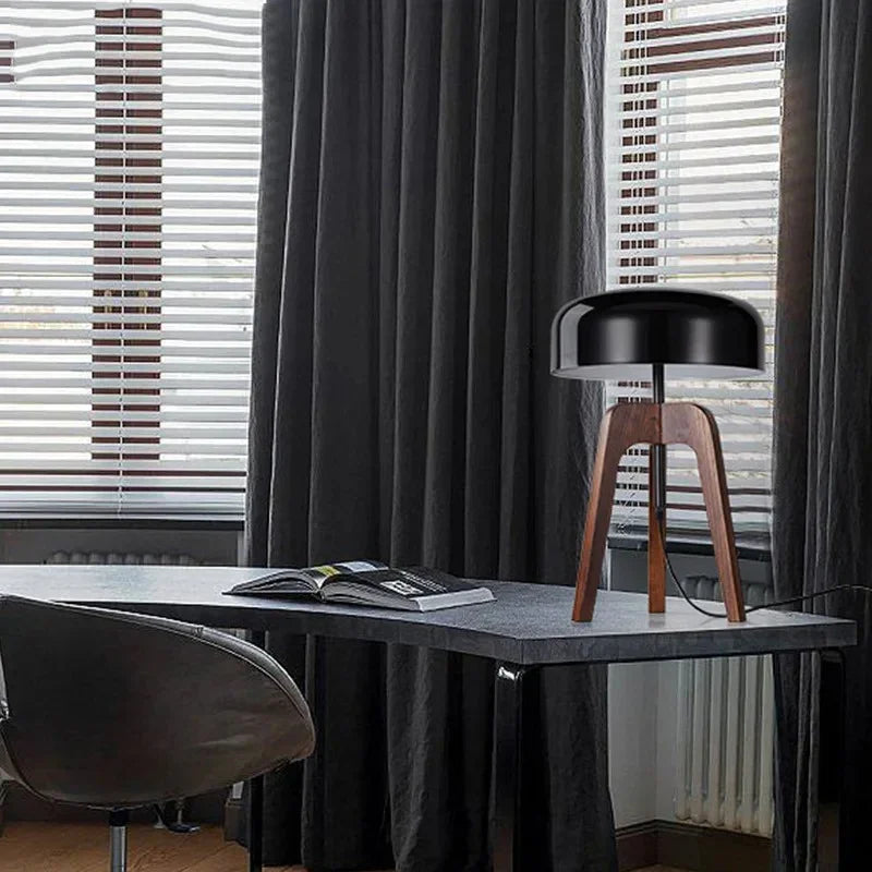 Elenorra | Elegant Walnut Wood Table & Floor Lamp with LED Lights 1