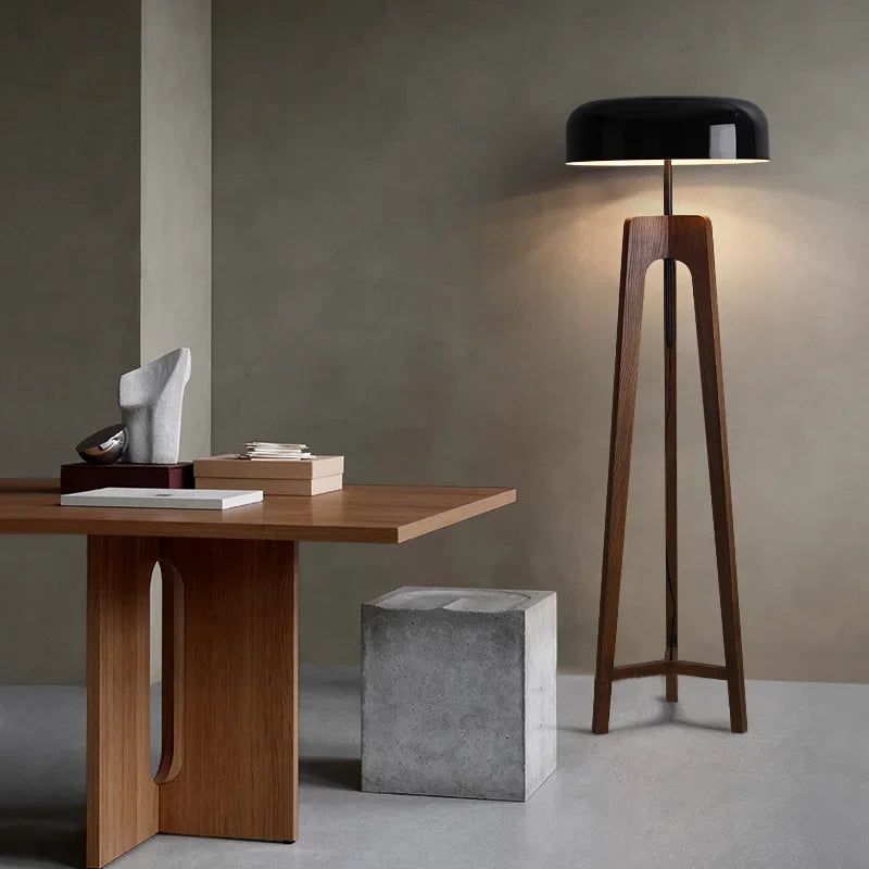 Elenorra | Elegant Walnut Wood Table & Floor Lamp with LED Lights 3
