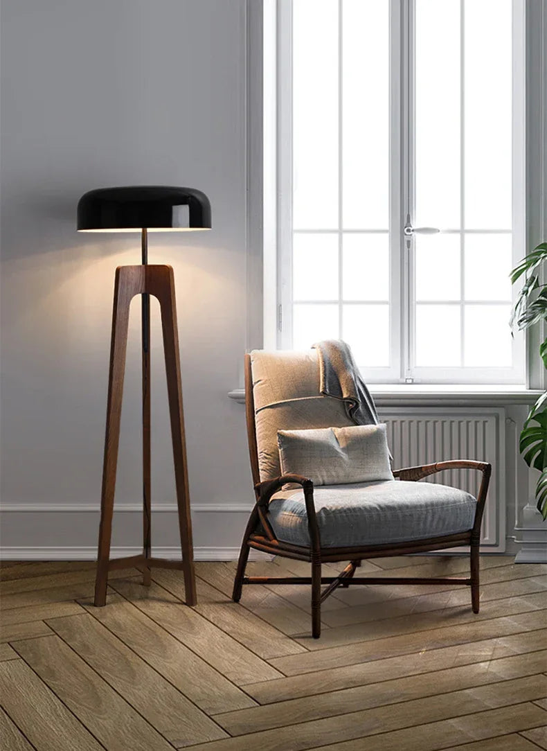 Elenorra | Elegant Walnut Wood Table & Floor Lamp with LED Lights 7
