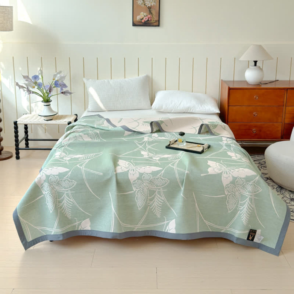 Elowen Blanket with Butterfly Print in Soft Cotton Gauze 0