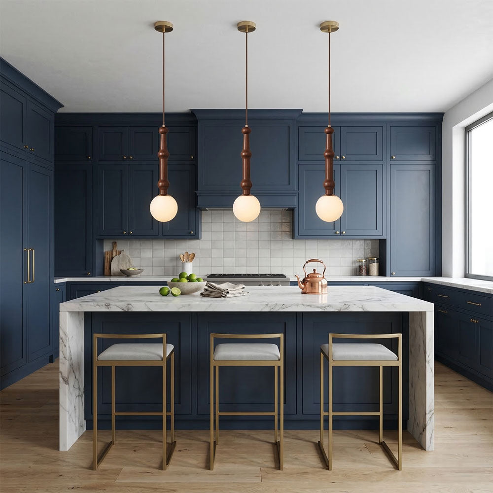 Elowen | Elegant Wooden Opal Glass Kitchen Pendant Lighting Fixture