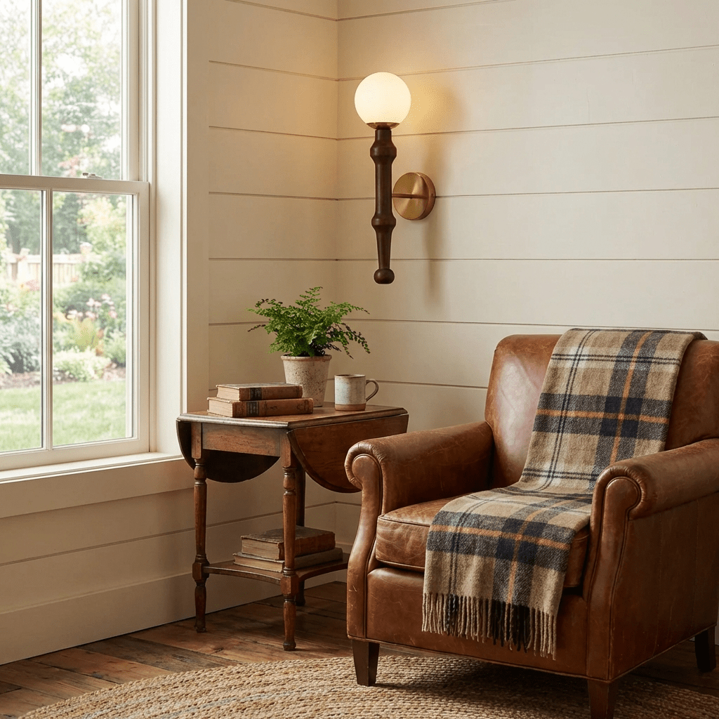 Elowen | Elegant Modern Wooden Wall Sconce with Opal Glass Shade 5
