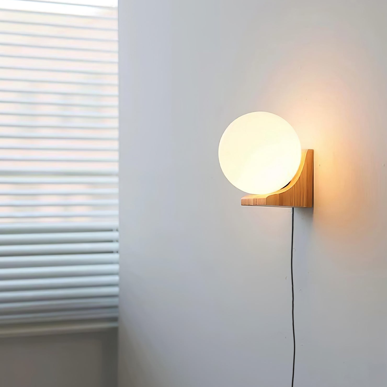 ElysianGlow | Stylish Modern Walnut Wall Sconce Lighting with Glass Shade 3