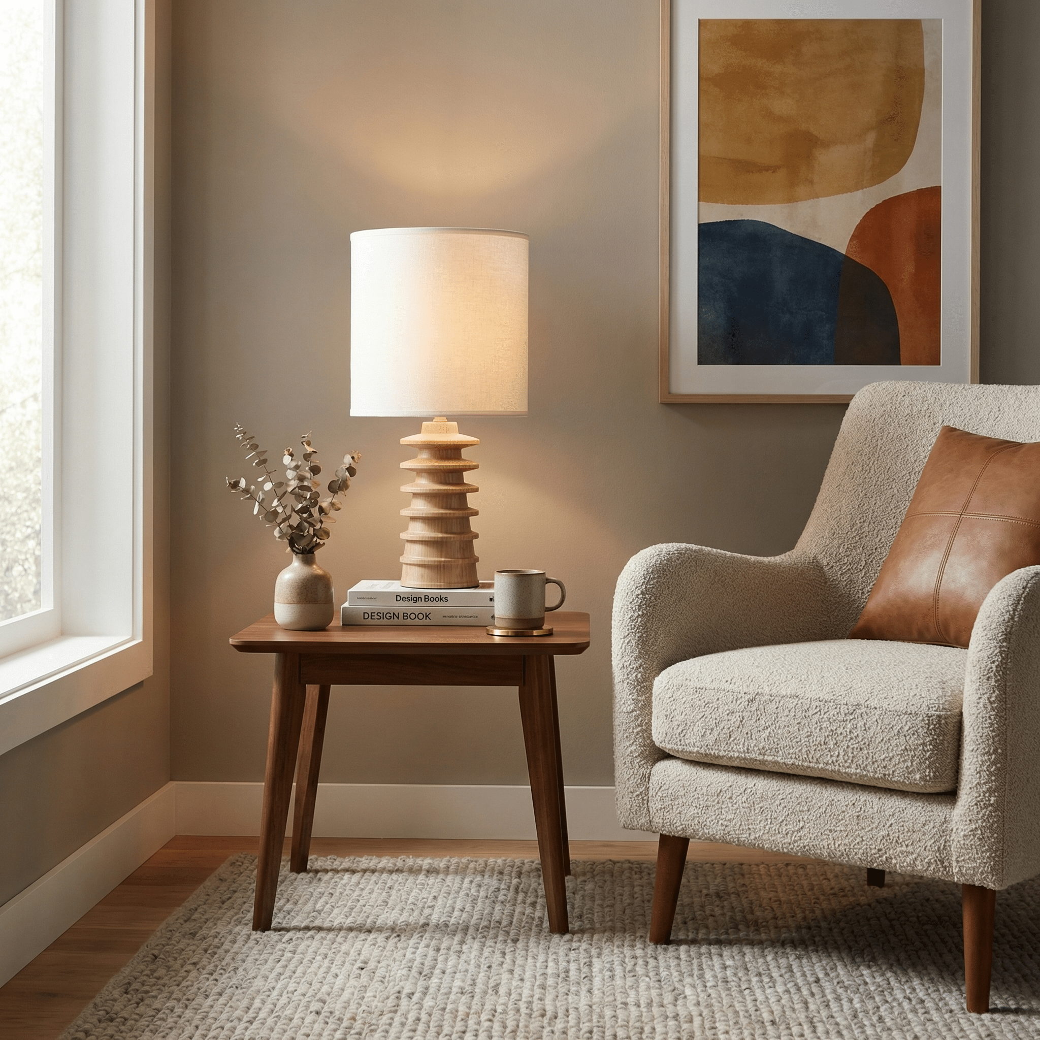 Equinox | Stylish Sculptural Wood Table Lamp for Bedroom Ambiance 4