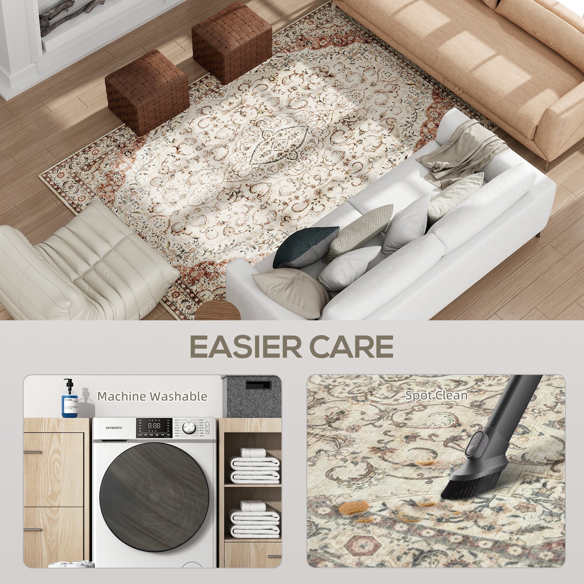 Firebrook Area Rug | Machine Washable Non-Slip Southwestern Rug