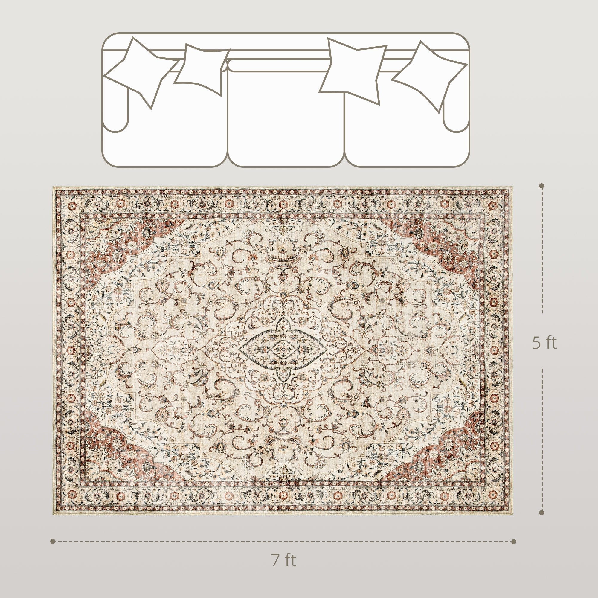 Firebrook Area Rug | Machine Washable Non-Slip Southwestern Rug