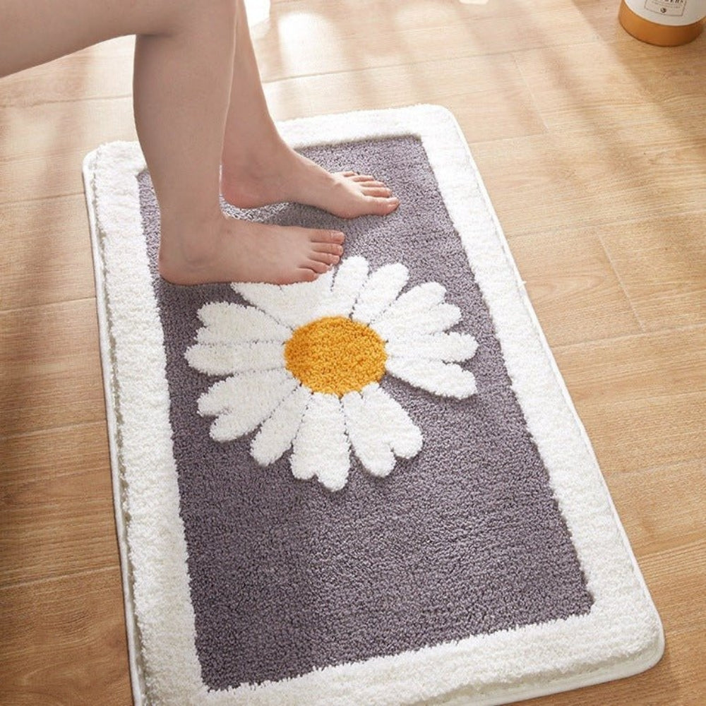 Fleur Collection | Non-Slip Bath Mat with Plush Microfiber | Stylish Floral Design for Everyday Comfort 3