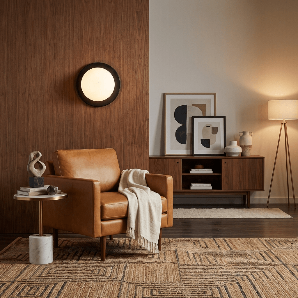 HaloGlow | Elegant Modern Wood-Effect Wall Light Sconce Fixture 3