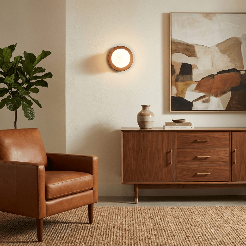 HaloGlow | Elegant Modern Wood-Effect Wall Light Sconce Fixture 4