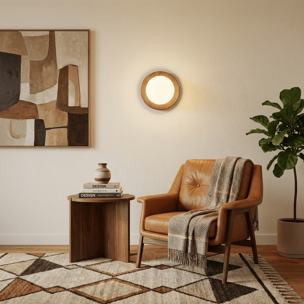 HaloGlow | Elegant Modern Wood-Effect Wall Light Sconce Fixture 6