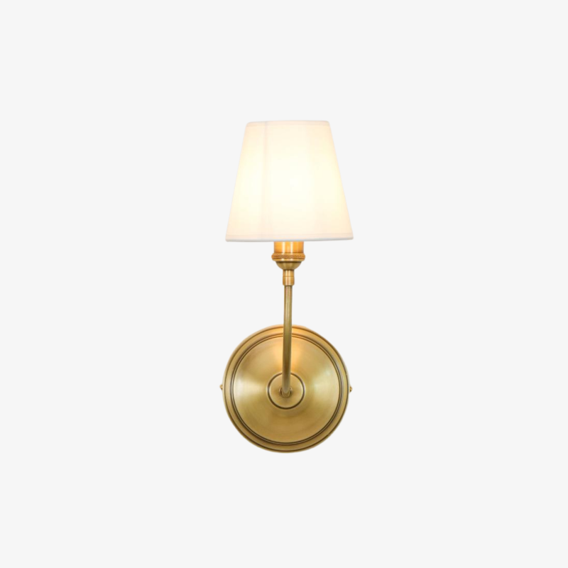 Hikaria | Mid-Century Brass Wall Sconce with Fabric Shade for Warm Ambient Light 0