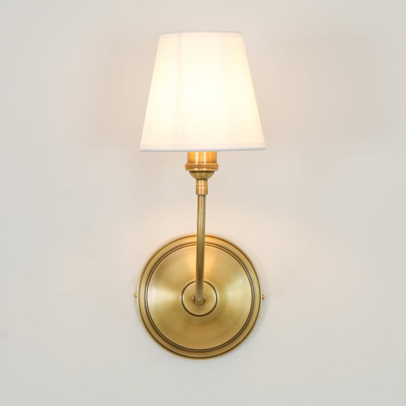 Hikaria | Mid-Century Brass Wall Sconce with Fabric Shade for Warm Ambient Light 1