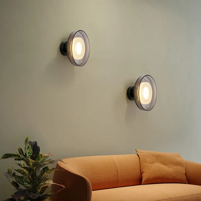 Hilde Wall Sconce Lighting in Clear or Grey Glass with Metal Base for Modern Interiors 2