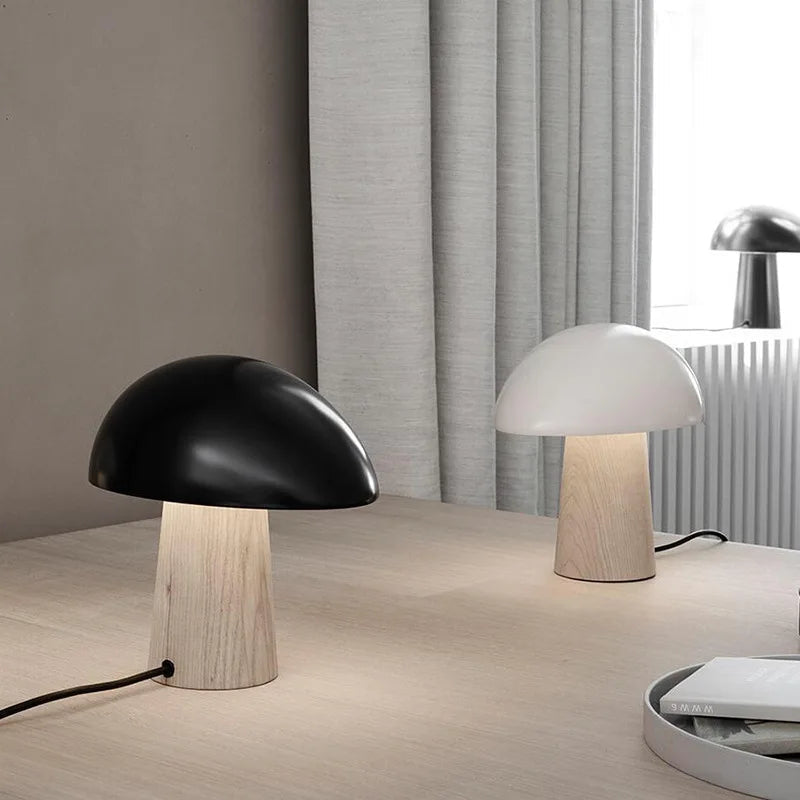 Juno Table Lamp with Wood Grain Accents, Modern Scandinavian Design for Bedroom and Living Room 3
