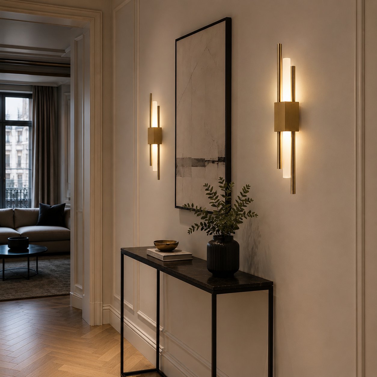 Khalo Art Deco Wall Light Sconce in Gold or Black with  LED Illumination