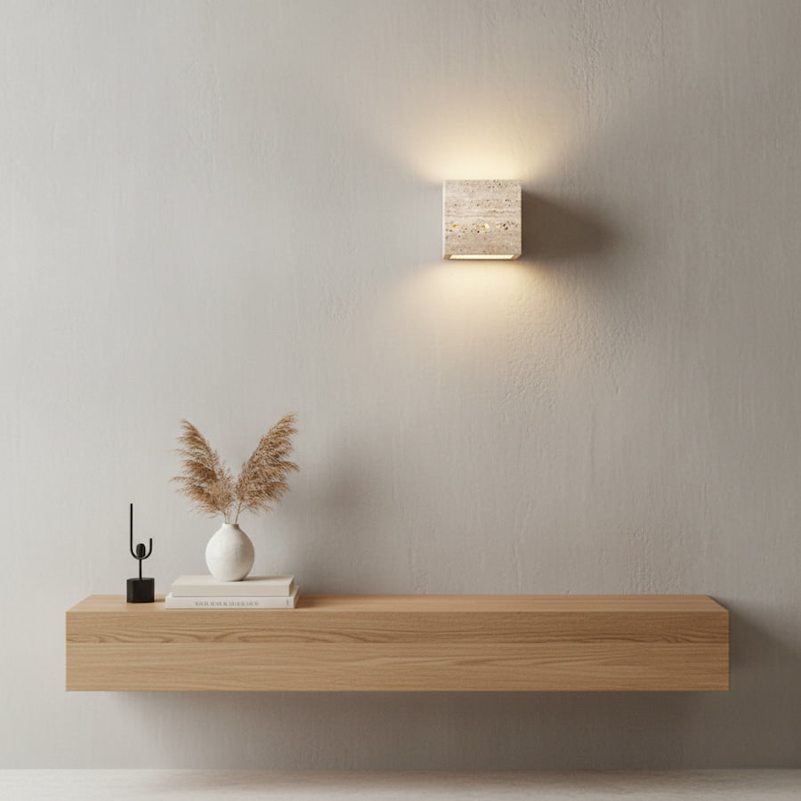 Kivarae Elegant Natural Stone Outdoor Wall Light Sconce 8