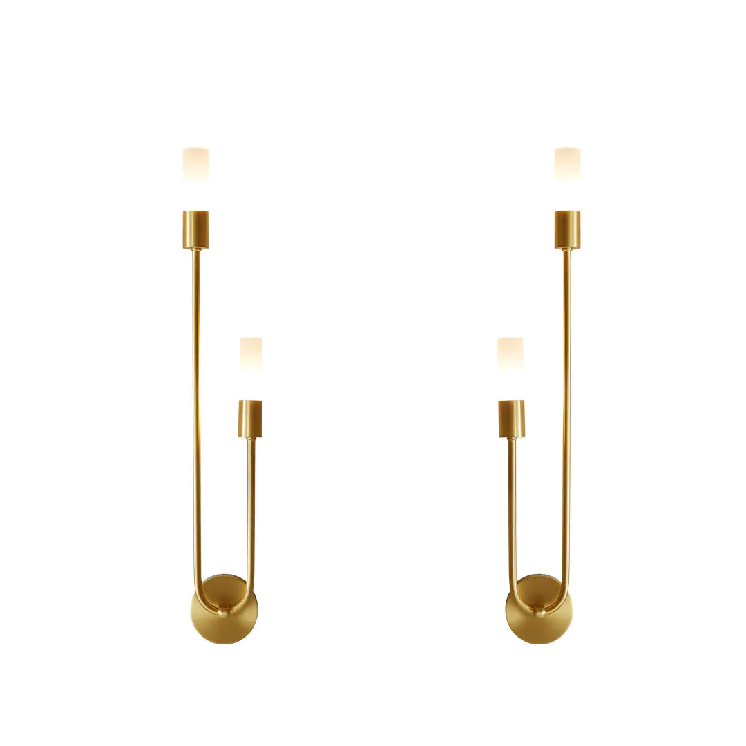 LAKO Modern Nordic Double-Head Wall Light | Gold Metal Bedroom Sconce
