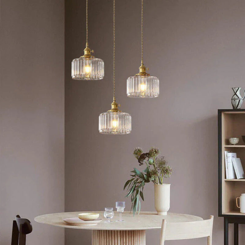 Lucentra | Elegant Ribbed Glass Pendant Light for Warm Ambience 10