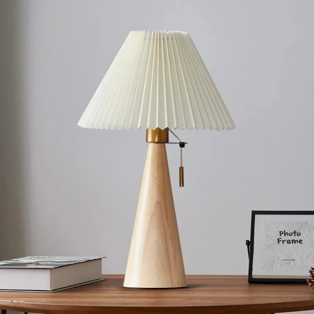 LuminaWood | Elegant Modern Bedside Table Lamp with Fabric Shade 0