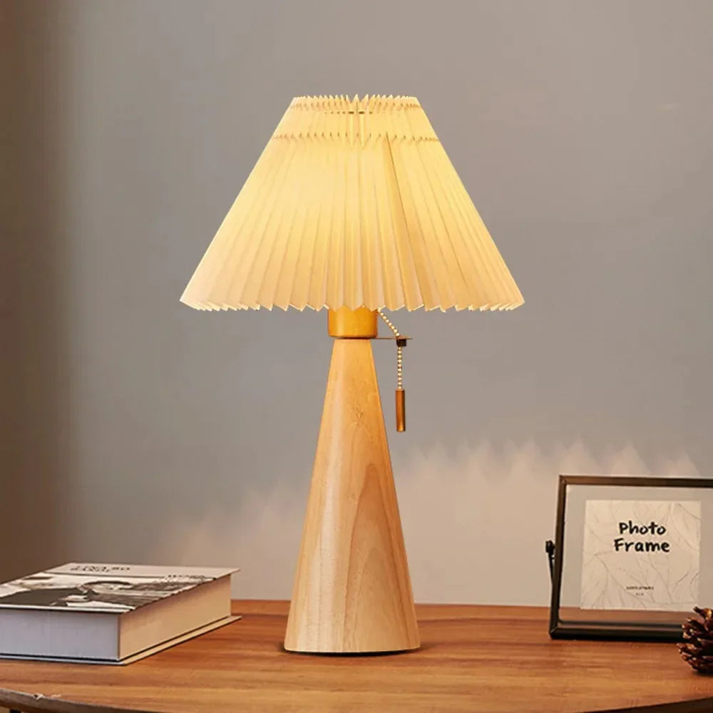 LuminaWood | Elegant Modern Bedside Table Lamp with Fabric Shade 2