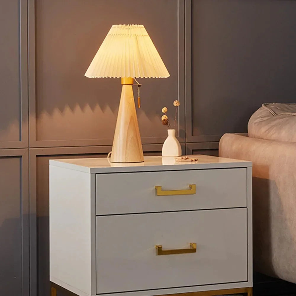 LuminaWood | Elegant Modern Bedside Table Lamp with Fabric Shade 4