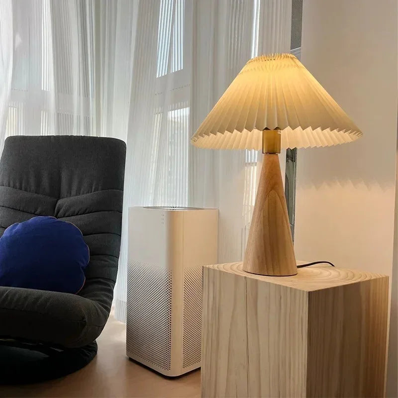 LuminaWood | Elegant Modern Bedside Table Lamp with Fabric Shade 6