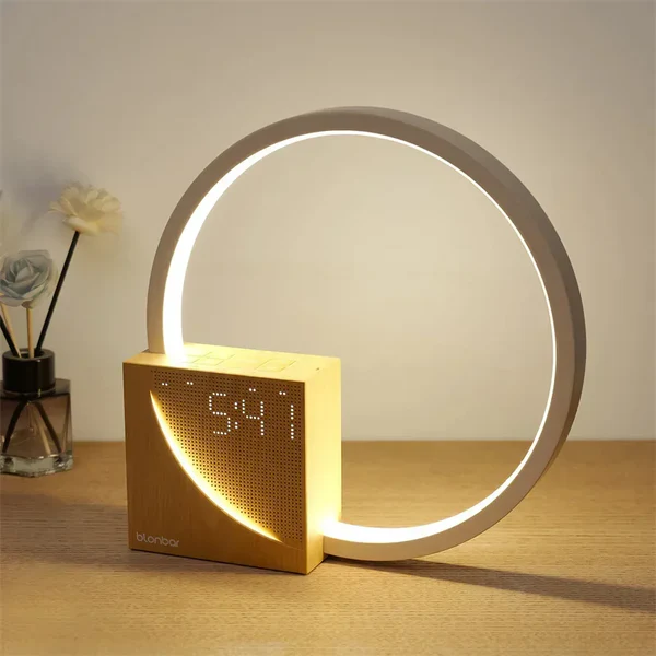 LuminaraWood | Elegant Touch Control Bedside Alarm Clock Light 0