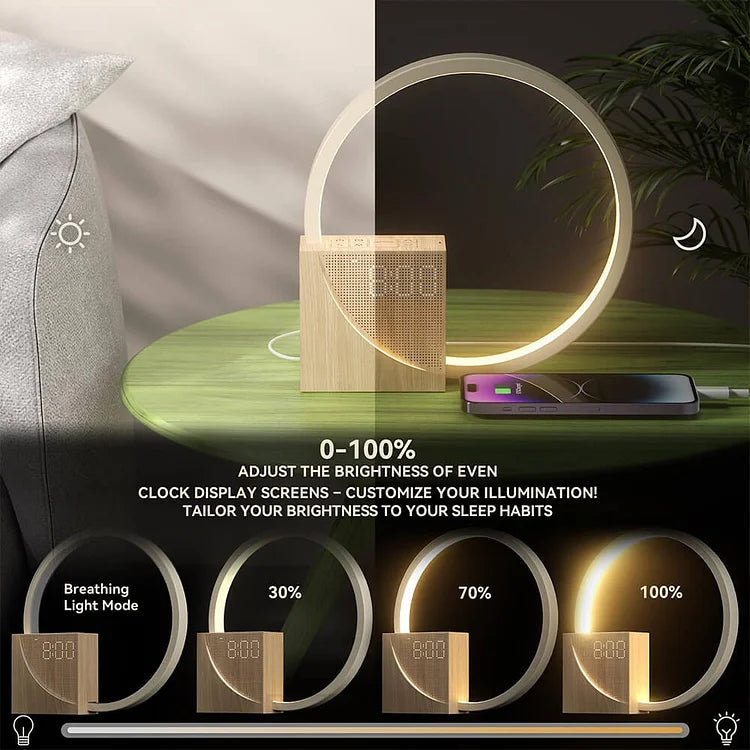 LuminaraWood | Elegant Touch Control Bedside Alarm Clock Light 6