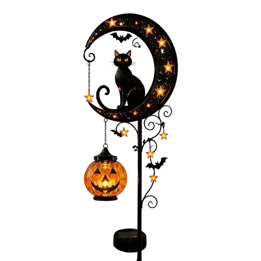 Luna Garden Stake Light with Black Cat and Pumpkin Design 8