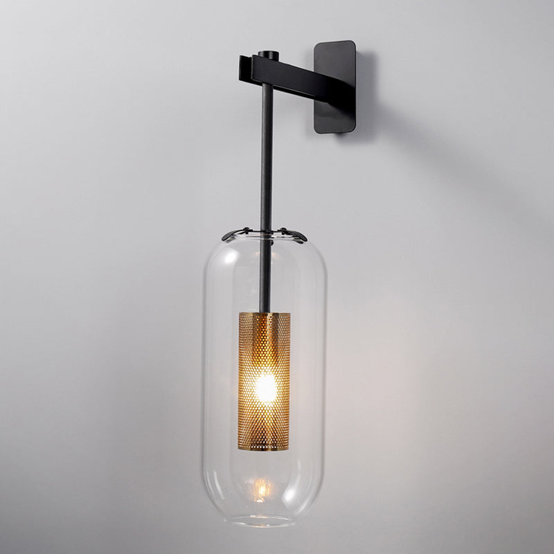 Luna Wall Sconce with Clear Glass Shade and Metal Frame for Modern Interiors 4