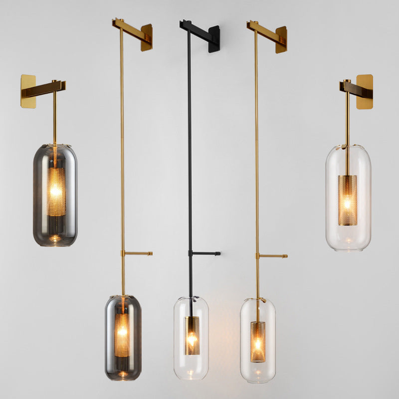 Luna Wall Sconce with Clear Glass Shade and Metal Frame for Modern Interiors 7