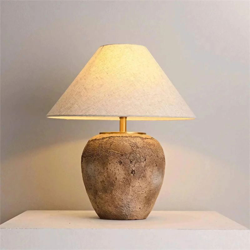 Lunara | Textured Ceramic Table Lamp with Brass Accent for Interiors