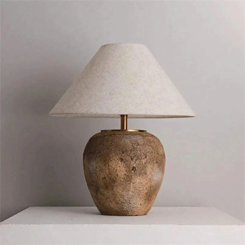 Lunara | Textured Ceramic Table Lamp with Brass Accent for Interiors