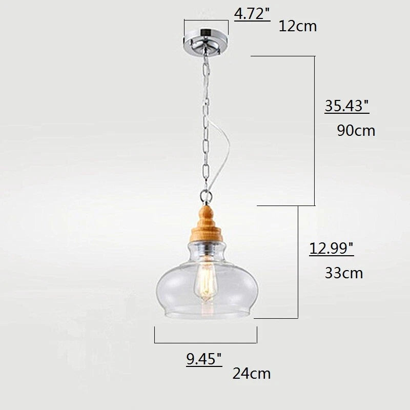 Lunari Nordic Glass & Wood Pendant Light | Designer Hanging Lamp - Styyler
