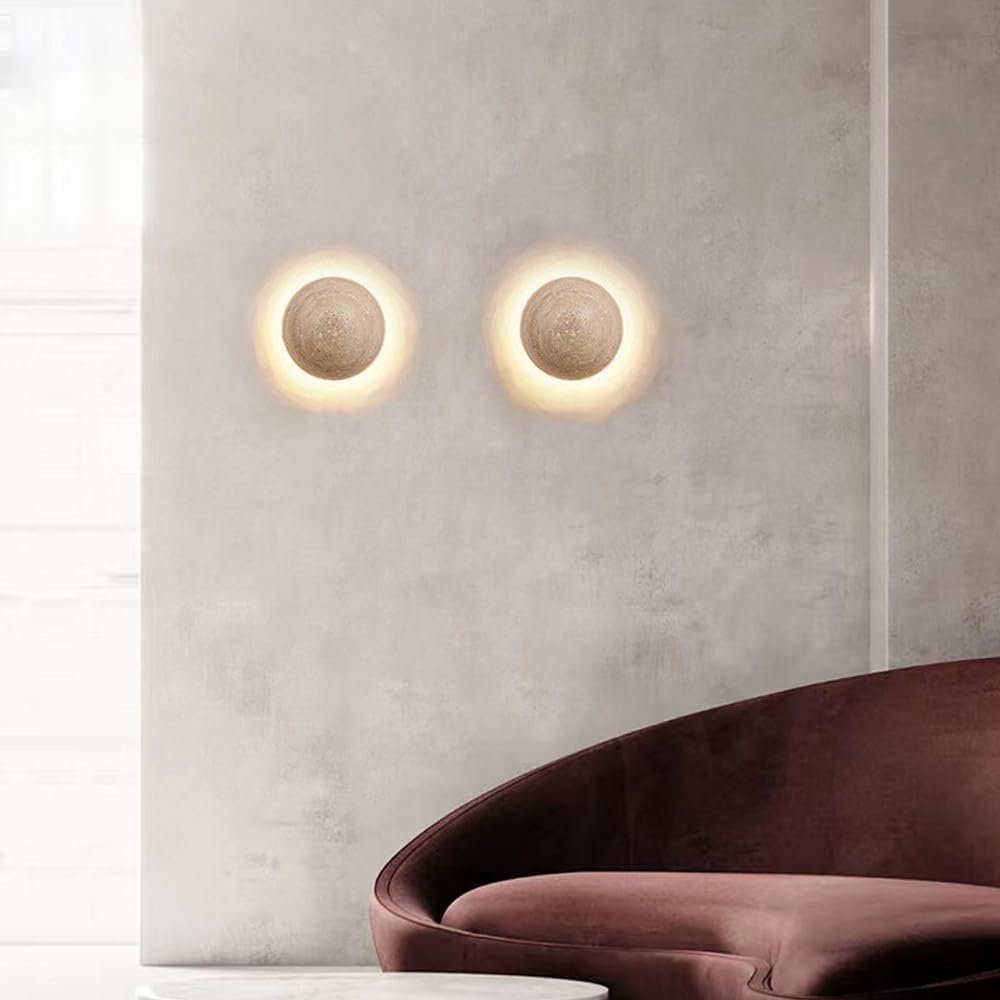 Lunaris | Elegant Minimalist Travertine Wall Sconce Lighting Fixture 3