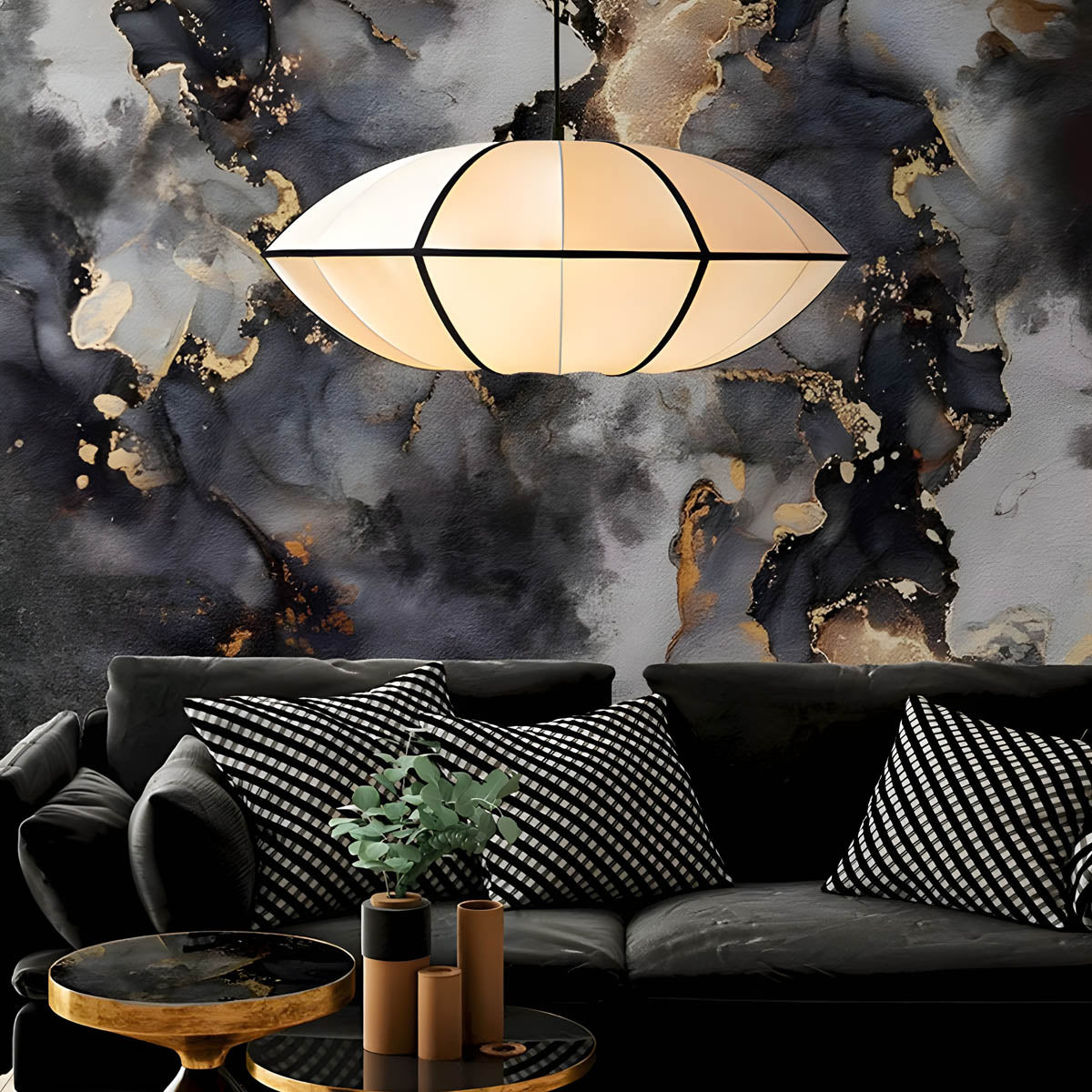 AIRI Satin Pendant Light | Japanese Style Fabric Lantern in Cream White - Styyler