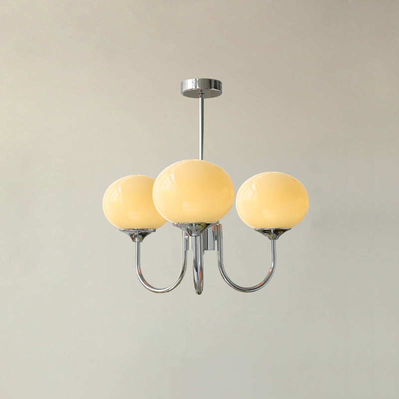 Marshmallow Chandelier Light in Gold Finish with Pale Pink Glass Shades for Modern Dining Room 11