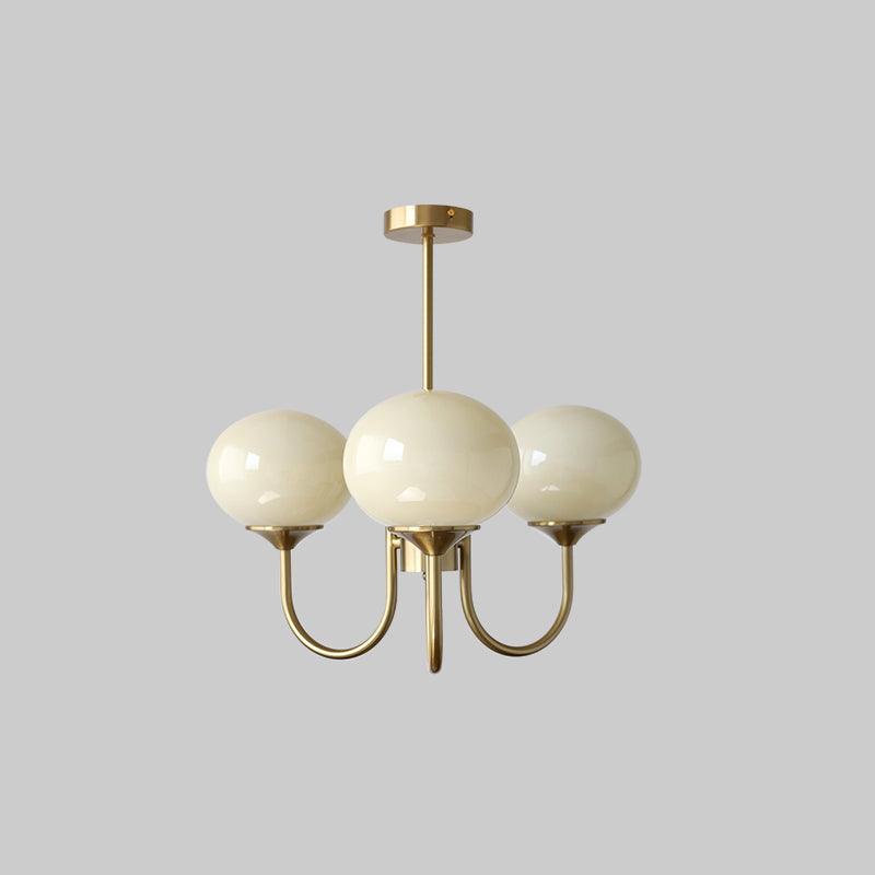 Marshmallow Chandelier Light in Gold Finish with Pale Pink Glass Shades for Modern Dining Room 13
