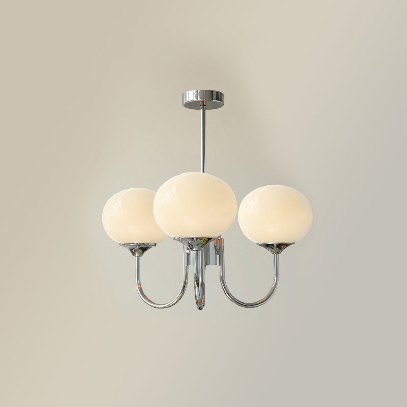 Marshmallow Chandelier Light in Gold Finish with Pale Pink Glass Shades for Modern Dining Room 15