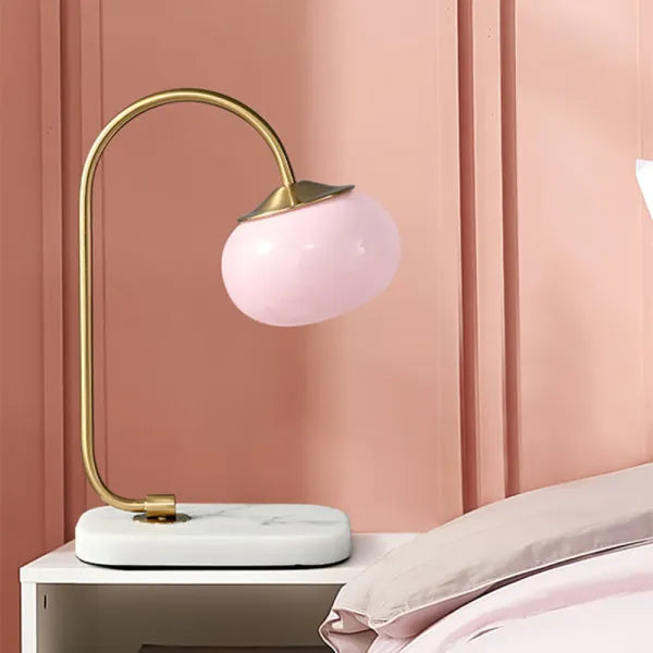 Marshmallow Table Lamp with Metal Base and Glass Shade for Bedside or Living Room 0