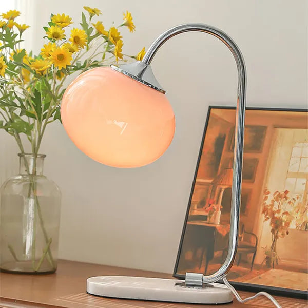 Marshmallow Table Lamp with Metal Base and Glass Shade for Bedside or Living Room 10
