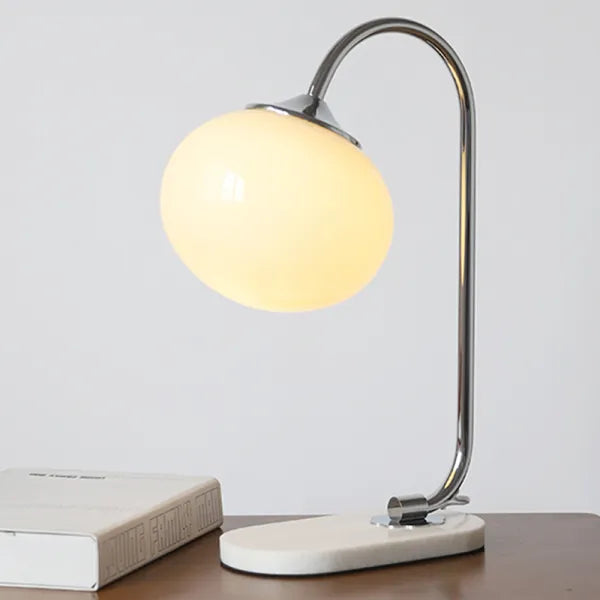 Marshmallow Table Lamp with Metal Base and Glass Shade for Bedside or Living Room 12