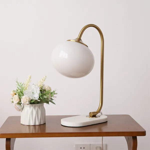 Marshmallow Table Lamp with Metal Base and Glass Shade for Bedside or Living Room 5