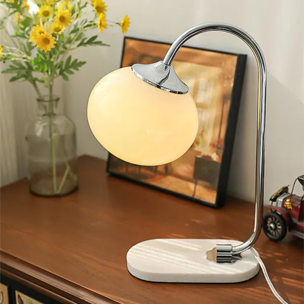 Marshmallow Table Lamp with Metal Base and Glass Shade for Bedside or Living Room 6