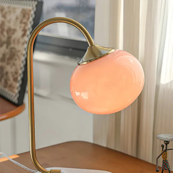 Marshmallow Table Lamp with Metal Base and Glass Shade for Bedside or Living Room 8
