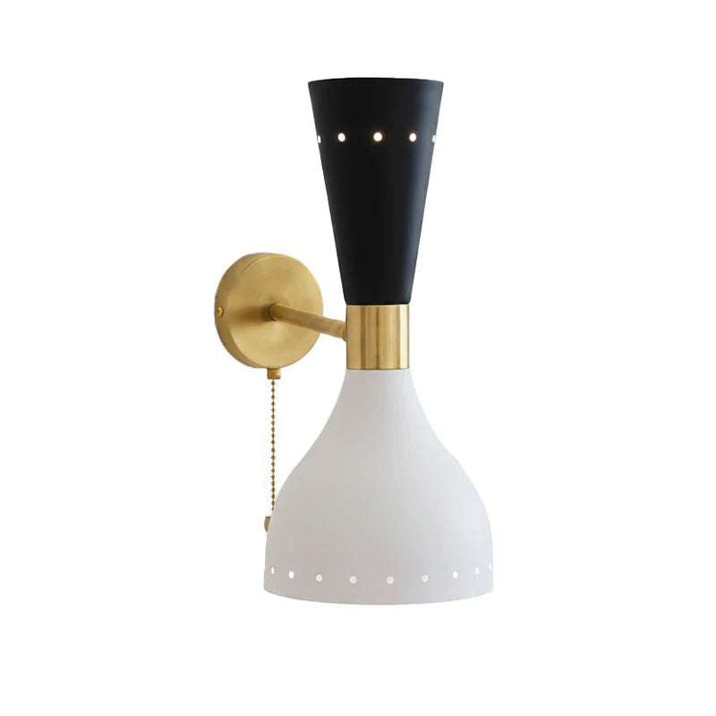 Mid-Century Modern Wall Lamp with Brass Joints and Micro-Perforated Shade – Elegant Hourglass Sconce Light for Contemporary Interiors 1