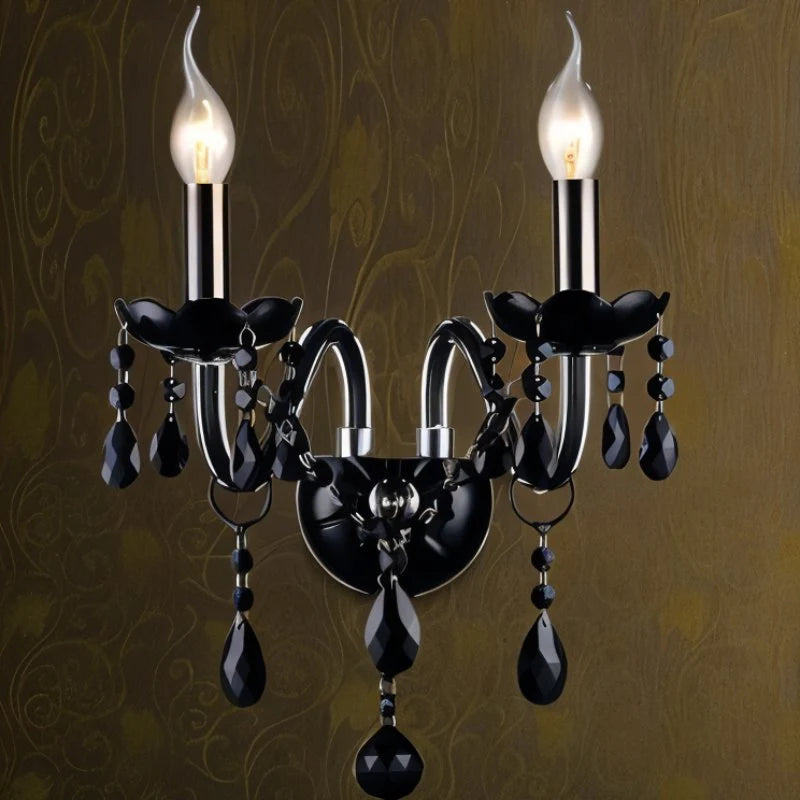 Modern Black Crystal Chandelier Light with Multiple Arms and Cascading Drops for Elegant Home Décor 0