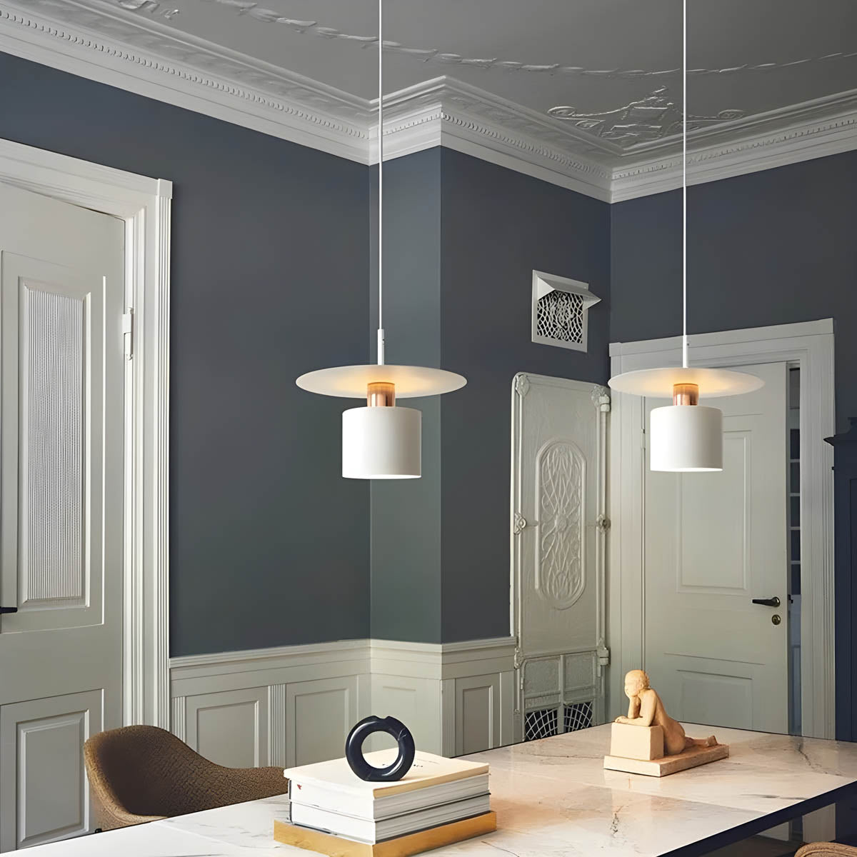NOURA Modern Pendant Light in Black or White - Styyler